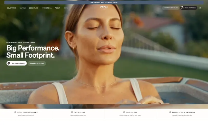 Website for a cold therapy clinic, designed by LuX Web Designs
