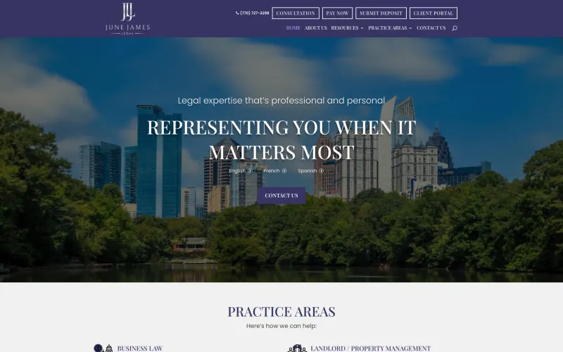 Website for a law firm, designed by LuX Web Designs